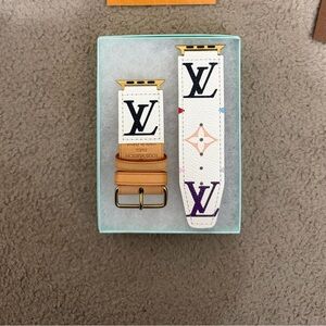 Louis Vuitton White Multicolor Vachetta Poignant Apple Watch Bands